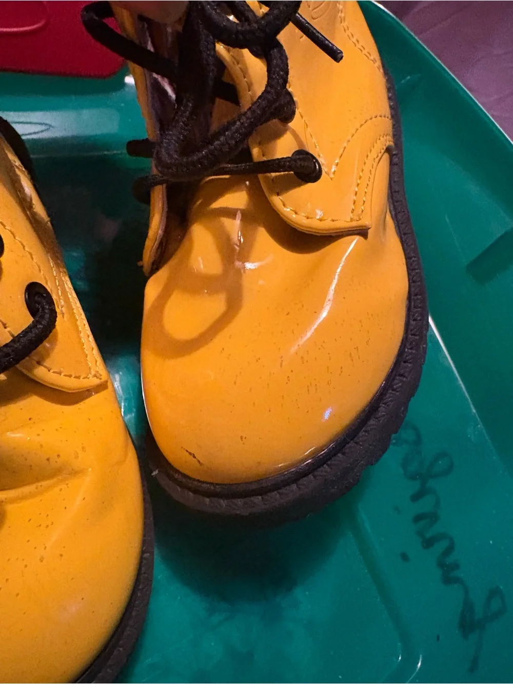 Toddler girl size 8.5 c or EU 25 Briggt Yellow Lace and ZipUp Glossy Ankle Boots